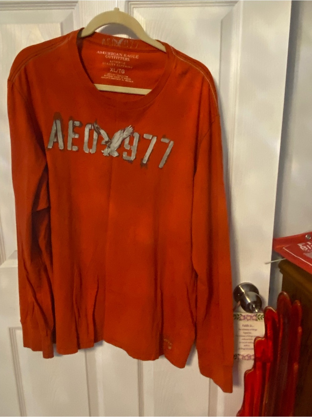 American Eagle Outfitters Orange Long Sleeve Graphic Tee